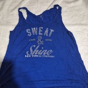New York & Company Blue Racerback Tank Top